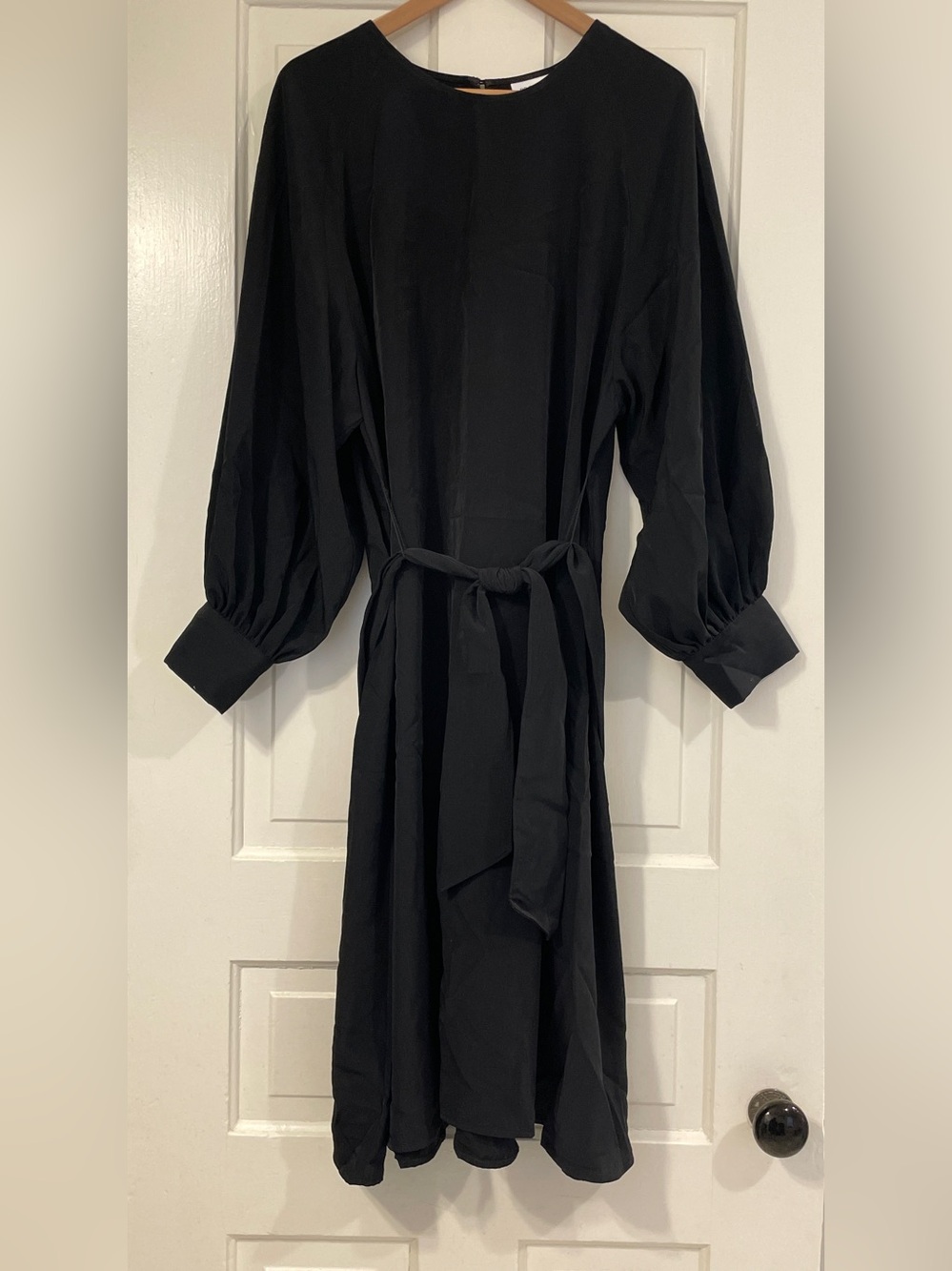 Prologue Black Long Sleeve Tie-Waist Dress